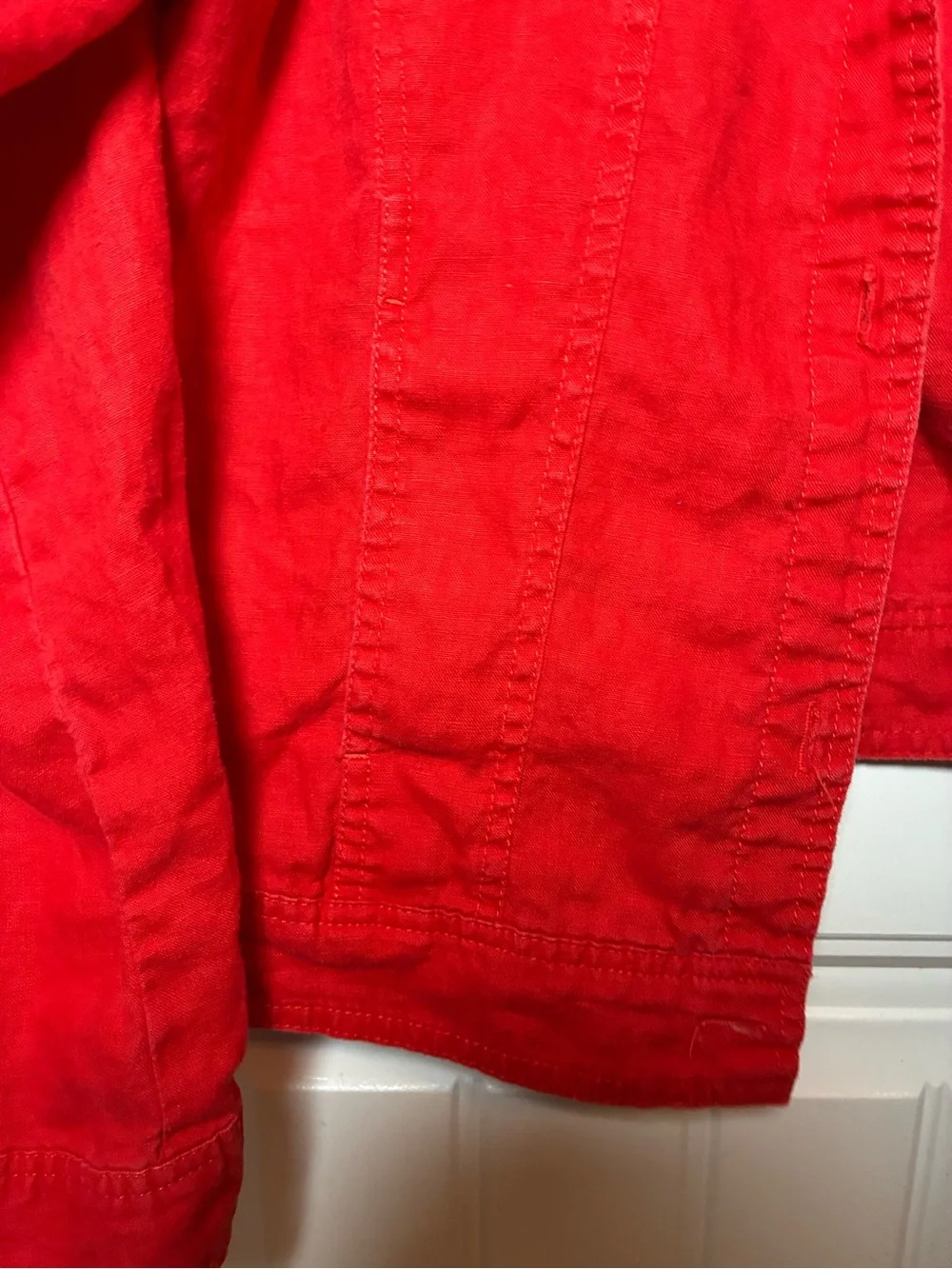 Jones New York Red Denim Jacket with Button Front